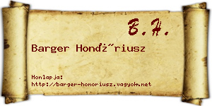 Barger Honóriusz névjegykártya
